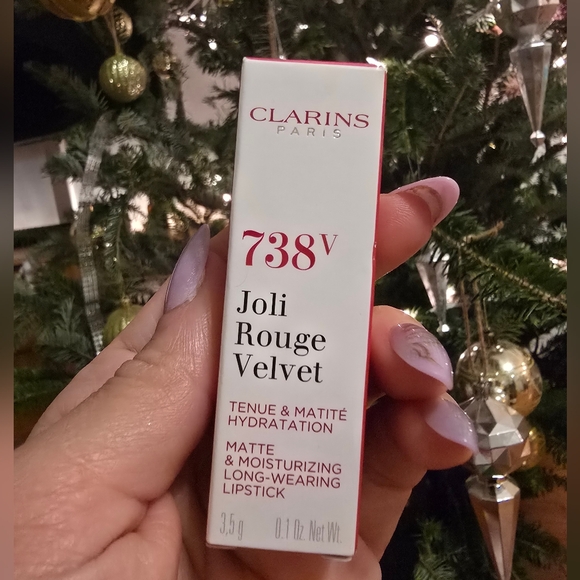 NIB 738V Clarins Joli Rouge Velvet Longwear Matte Lipstick 0.1OZ Royal Plum - Picture 6 of 6